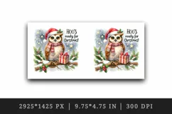 Watercolor cute owl branch Santa hat Hoo Ready for Christmas quote print 20 oz tumbler skinny mug wrap clipart t-shirt sublimation printable design