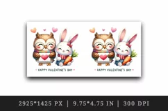 Watercolor cute owl bunny rabbit heart love Happy Valentine Day print 20 oz tumbler skinny mug wrap clipart t-shirt sublimation printable design