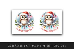Watercolor cute owl hat lights Merry Christmas quote New Year winter print 20 oz tumbler skinny mug wrap clipart t-shirt sublimation printable design