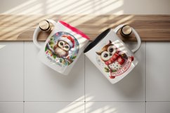 Watercolor cute owl hat lights Merry Christmas quote New Year winter print 20 oz tumbler skinny mug wrap clipart t-shirt sublimation printable design