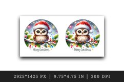 Watercolor cute owl hat lights Merry Christmas quote New Year winter print 20 oz tumbler skinny mug wrap clipart t-shirt sublimation printable design