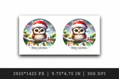 Watercolor cute owl hat lights Merry Christmas quote New Year winter print 20 oz tumbler skinny mug wrap clipart t-shirt sublimation printable design