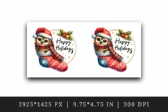Watercolor cute owl hat stocking Happy Holidays Christmas greeting quote print tumbler skinny mug wrap clipart t-shirt sublimation printable design