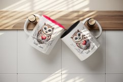 Watercolor cute owl heart branche With Love Valentine Day quote print 20 oz tumbler skinny mug wrap clipart t-shirt sublimation printable design