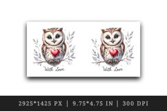 Watercolor cute owl heart branche With Love Valentine Day quote print 20 oz tumbler skinny mug wrap clipart t-shirt sublimation printable design