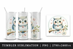 Watercolor cute owl heart on branche Love Valentine Day quote print 20 oz tumbler skinny mug wrap clipart t-shirt sublimation printable design