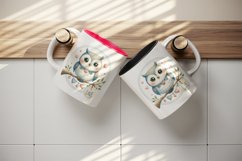 Watercolor cute owl heart on branche Love Valentine Day quote print 20 oz tumbler skinny mug wrap clipart t-shirt sublimation printable design