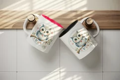 Watercolor cute owl heart on branche Love Valentine Day quote print 20 oz tumbler skinny mug wrap clipart t-shirt sublimation printable design