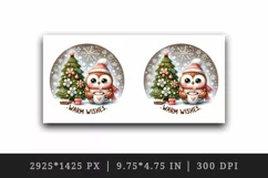 Watercolor cute owl hot cocoa Christmas tree Warm Wishes quote print 20 oz tumbler skinny mug wrap clipart t-shirt sublimation printable design