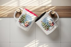Watercolor cute owl hot cocoa tree snowflakes Merry Christmas quote print 20 oz tumbler skinny mug wrap clipart t-shirt sublimation printable design