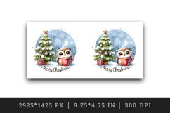 Watercolor cute owl hot cocoa tree snowflakes Merry Christmas quote print 20 oz tumbler skinny mug wrap clipart t-shirt sublimation printable design