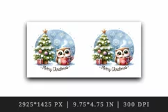 Watercolor cute owl hot cocoa tree snowflakes Merry Christmas quote print 20 oz tumbler skinny mug wrap clipart t-shirt sublimation printable design