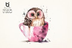 Watercolor Cute Owl inside Cup Pink Sublimation Bundle Product Image 2