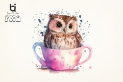 Watercolor Cute Owl inside Cup Pink Sublimation Bundle Product Image 3