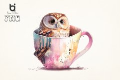Watercolor Cute Owl inside Cup Pink Sublimation Bundle Product Image 4