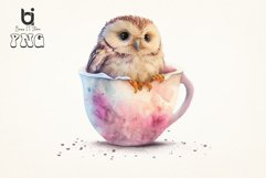 Watercolor Cute Owl inside Cup Pink Sublimation Bundle Product Image 5