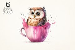 Watercolor Cute Owl inside Cup Pink Sublimation Bundle Product Image 6