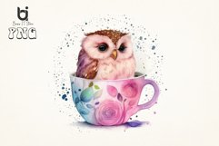Watercolor Cute Owl inside Cup Pink Sublimation Bundle Product Image 7