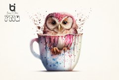 Watercolor Cute Owl inside Cup Pink Sublimation Bundle Product Image 8