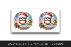 Watercolor cute owl Santa hat lights Merry Christmas greeting quote print 20 oz tumbler skinny mug wrap clipart t-shirt sublimation printable design
