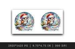 Watercolor cute owl Santa hat lights Merry Christmas greeting quote print 20 oz tumbler skinny mug wrap clipart t-shirt sublimation printable design