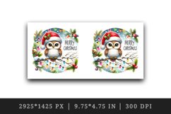 Watercolor cute owl Santa hat lights Merry Christmas greeting quote print 20 oz tumbler skinny mug wrap clipart t-shirt sublimation printable design