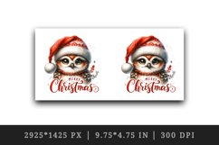 Watercolor cute owl Santa hat Merry Christmas greeting quote print 20 oz tumbler skinny mug wrap clipart t-shirt sublimation printable design