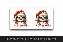 Watercolor cute owl Santa hat Merry Christmas greeting quote print 20 oz tumbler skinny mug wrap clipart t-shirt sublimation printable design