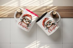 Watercolor cute owl Santa hat Merry Christmas greeting quote print 20 oz tumbler skinny mug wrap clipart t-shirt sublimation printable design