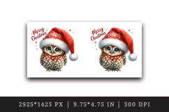 Watercolor cute owl Santa hat Merry Christmas greeting quote print 20 oz tumbler skinny mug wrap clipart t-shirt sublimation printable design