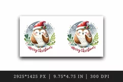 Watercolor cute owl Santa hat snow Merry Christmas greeting quote print 20 oz tumbler skinny mug wrap clipart t-shirt sublimation printable design