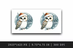 Watercolor cute owl Santa hat snowflakes Let It Snow Christmas quote print 20 oz tumbler skinny mug wrap clipart t-shirt sublimation printable design