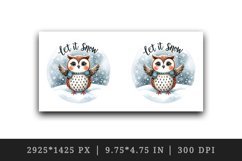 Watercolor cute owl scarf snowflakes Let It Snow Christmas quote print 20 oz tumbler skinny mug wrap clipart t-shirt sublimation printable design