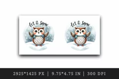 Watercolor cute owl scarf snowflakes Let It Snow Christmas quote print 20 oz tumbler skinny mug wrap clipart t-shirt sublimation printable design