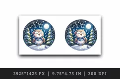 Watercolor cute owl singing Christmas carols starry night Fa La quote print 20 oz tumbler skinny mug wrap clipart t-shirt sublimation printable design
