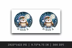 Watercolor cute owl singing Christmas carols starry night Fa La quote print 20 oz tumbler skinny mug wrap clipart t-shirt sublimation printable design