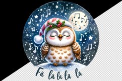 Watercolor cute owl singing Christmas carols starry night Fa La quote print 20 oz tumbler skinny mug wrap clipart t-shirt sublimation printable design