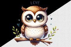 Watercolor cute owl sitting on branch Love Valentine Day quote print 20 oz tumbler skinny mug wrap clipart t-shirt sublimation printable design