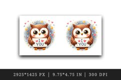 Watercolor cute owl sparkle hearts I Love You quote Valentine Day print 20 oz tumbler skinny mug wrap clipart t-shirt sublimation printable design