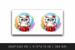 Watercolor cute owl wearing glasses and reading book bird animal print 20 oz tumbler skinny mug wrap clipart t-shirt sublimation printable design