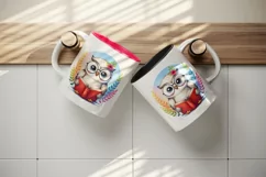Watercolor cute owl wearing glasses and reading book bird animal print 20 oz tumbler skinny mug wrap clipart t-shirt sublimation printable design