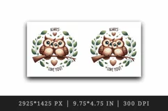 Watercolor cute owls branch heart Always Love you quote Valentine Day print 20 oz tumbler skinny mug wrap clipart t-shirt sublimation printable design