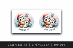 Watercolor cute owls hugging Santa hat Always Love You Valentine Day quote print tumbler skinny mug wrap clipart t-shirt sublimation printable design