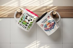 Watercolor cute panda cup of tea teacups teapot leaves tea lover quote print tumbler skinny mug wrap clipart t-shirt sublimation printable design