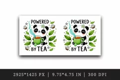Watercolor cute panda cup of tea teacups teapot leaves tea lover quote print tumbler skinny mug wrap clipart t-shirt sublimation printable design