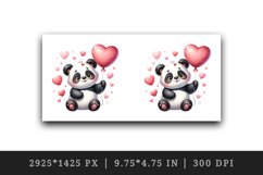Watercolor cute panda holding heart balloon love Valentine Day print 20 oz tumbler skinny mug wrap clipart t-shirt sublimation printable design