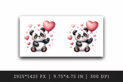 Watercolor cute panda holding heart balloon love Valentine Day print 20 oz tumbler skinny mug wrap clipart t-shirt sublimation printable design