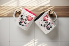 Watercolor cute panda holding heart balloon love Valentine Day print 20 oz tumbler skinny mug wrap clipart t-shirt sublimation printable design