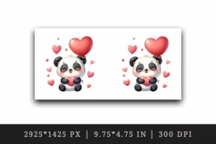 Watercolor cute panda holding heart balloon love Valentine Day print 20 oz tumbler skinny mug wrap clipart t-shirt sublimation printable design