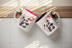 Watercolor cute panda holding heart balloon love Valentine Day print 20 oz tumbler skinny mug wrap clipart t-shirt sublimation printable design